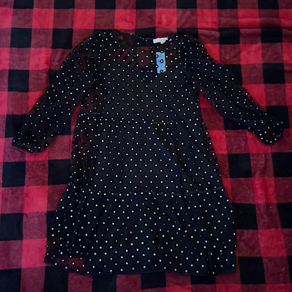 Loft black and gold dress size xs petite